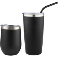 Powder Coated Matte Customized Double Wall Stainless Steel Vacuum Triple Insulated Coffee Wine Tumbler Cups with Logo Straws