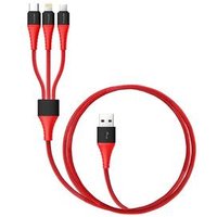 Rock Hi-Tensile TPE+Nylon Usb Charging Cable For Iphone X 3 in 1 Multifunctional Sync Data Cable For Type-C For Samsung Cable