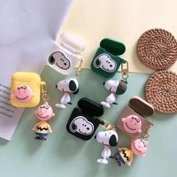 Hot selling 3D silicone case charlie snoopy cartoon For Apple Air-pods Protective Cartoon Pendant Cover
