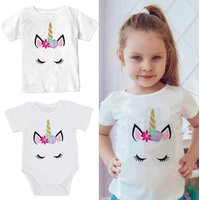 OEM Popular Children Clothes 0-10 Years Unicorn T-shirt&Baby Romper Printing