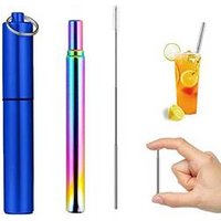 Telescopic Stainless Steel Straw With Case,Portable Stainless Steel Drinking Straw