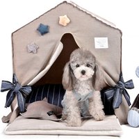 Purple & Grey Denim Cartoon Pet Bed