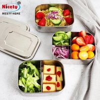 Large Rectangular Stainless Steel Lunch Box 3 Compartments