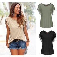 Tassel Short Sleeve Loose T Shirt