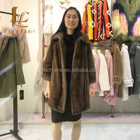 Winter Real Mink Fur Coats For Women Genuine brown Leather Mink Coats Fashion Warm High-grade Mink Fur Coat With Stand-collar