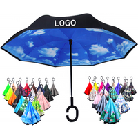C Handle Double Layer Reverse Windproof Car Umbrella