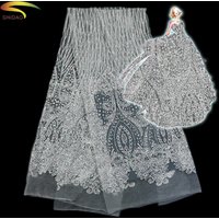 2017 Guangzhou Embroidery Glitter Net Lace Fabric Stones