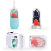 With Carrying Case and Cleaning Brush for Travel silicone folding collapsible straw