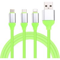 1.2m 3in1 TPE mobile phone cable 3 in 1 micro usb type-c usb c multi charger for iphone 2.5A fast charging wire logo customized