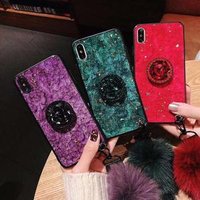 Fur Ball Soft Rubber Bumper Marble Bling Diamond Glitter Case with Stand Holder/Wrist Strap For IPhone 6/7/8 Case