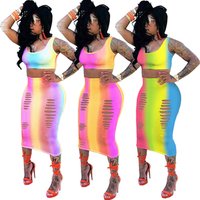 M6026 women's plus size sexy skinny printed top and mini skirt two pieces set