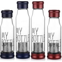 Glass Water Bottle Tea Infuser Shaker bottle Glass Tea Infuser Bottle with Sleeve
