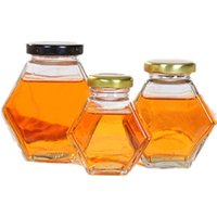 Hexagonal Glass Honey Jar Container