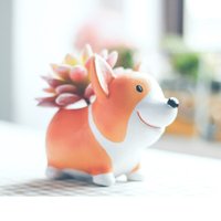 Roogo Corgi Dog Polyresin Flower Pot