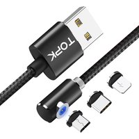TOPK AM51 90 Degree LED Nylon Weave LED Magnetic Charging Cable