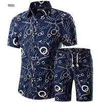 Short Sleeve Summer Print Shirt Shorts Set