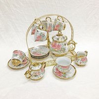 Coloured Porcelain Ceramic Afternoon Tea Cup Pot Set