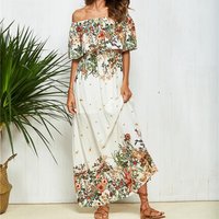 Off Shoulder Floral Maxi Beach Dress
