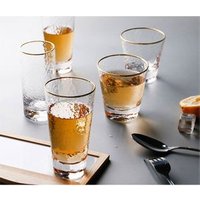 Custom gold rimed logo printed whisky glass tumbler cups glasses glassware for milk wholesale