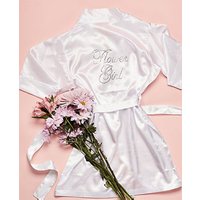 Satin Kimono Robe Rhinestone Flower Detail