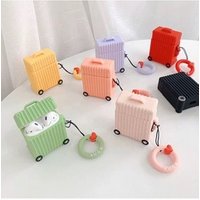 Factory wholesale 2019 NEW Cute Suitcase Anti-lost Cover for Airpods Silicone case with Finger Ring Strap