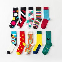 Autumn Fashion Jacquard Custom Breathable Cotton Happy Funny Novelty Men Socks Wholesale
