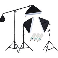 Studio Photography Soft Box with Bulb single light head Lighting Kit with light Stand and Slope Arm stand ,Softbox Lighting kit