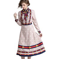 Turn Down Collar Shirt & Printed Dress Twinset
