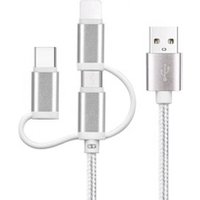 Nylon Braided Multiple 3 in 1 USB Cable for iPhone XS 8 7 6 3in1 Micro USB Type C Charger Cable for Samsung S9