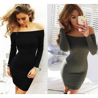 Autumn Winter Off Shoulder Bodycon Party Dress
