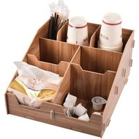 Custom multi-function coffee bar condiment holder organizer paper towel acrylic storage case wood paper cup organizer