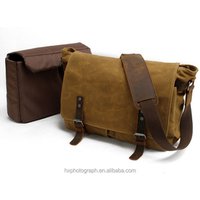 High Quality Fashionable Waterproof Waxed Canvas Vintage Camera Messenger Bag