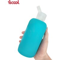 500ML Print logo sport glass bottle custom water drink bottle with silicone sleeve