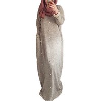 Warm Maxi Knitted Cotton Dress Pearl Detail
