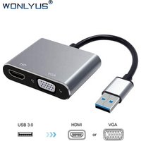 USB 3.0 to HDMI VGA Adapter Converter USB to HDMI VGA Converter for Windows XP/ 7/8/10 Computer Plug and Play