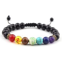 8 MM Fashion Black Onyx lava stone 7 chakra braided bracelet for wholesale N81125