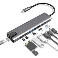 Usb type c hub 8 in 1 usb hub multi function adapter for MacBook Pro and Type C Windows Laptops