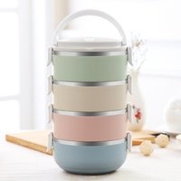 Drop-shipping Gradient Color Lunch Box Food Bento Box Stainless Steel Container(4 Layer)