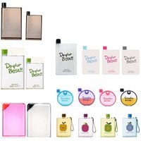Amazon New Design Shaker Sport Bottle Plastic Portable Notebook Paper Water Bottles Creative Travel Sports Flat Kettle