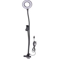 Misterfoto 3.5'' cell phone holder with selfie LED ring light for live stream with flexible mobile phone clip holder desk lamp