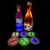 Wholesale High Quality Promotion Price LED Coaster Flashing Light Bulb Bottle Cup Mat Light Up Sticker Flashing Waterproof