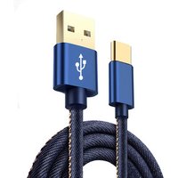 Factory wholesale Fast Charging USB Cable Strong Denim cable data transfer for IPhone Type C Micro USB