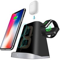 10W 3 in 1 Wireless Charger Stand for Apple Watch,Mobile Phone, airpod,Built in 3 Coils