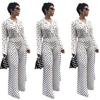 Polka Dot Print Shirt Trousers Two Piece Set