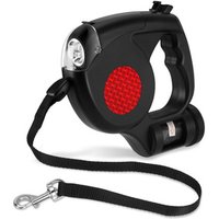 Retractable Dog Leash 3 in 1 Waste Bags Dispenser 4 LED Flashlight Dog Leash 16.5 Foot in Length for Small and Medium Dog