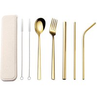 Custom metal straws spoons forks Stainless Steel Straw Cutlery Set