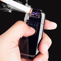 Primo040 induction double arc fingerprint charging, lighter display, windproof USB electronic metal cigarette wholesale 040