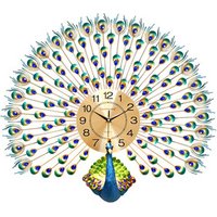 Wall clock Chinese style living room quiet art simple peacock wall clock