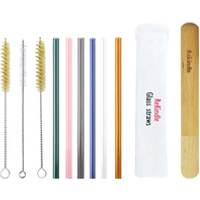 Support Customized Packing Solid color reusable glass straws