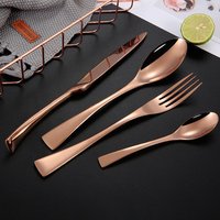 High quality rose gold cutlery 18/10 stainless fork spoon set elegant royal cutlery